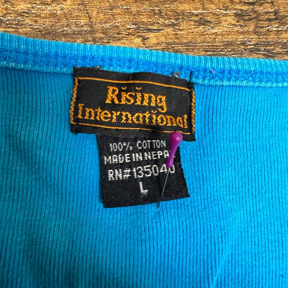 Rising International Blue Patchwork Flower Embroi… - image 2